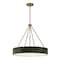 Designers Fountain Erba 60 Watt 6 Light Old Satin Brass Pendant with Grey Wood Shade D228M-24P-OSB - alternate 1